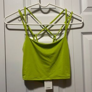 Express Lime Green Body Contour Criss Cross Back Tank